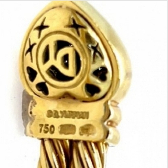 SOLD 18K David YurmanYG Double Cable 68 Diamond Heart Cuff Adjustable Bracelet - Picture 4 of 7